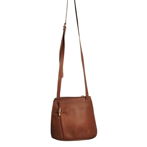 Longchamp Vintage Roseau Brown Leather Shoulder Bag Handbag Zip Closure Toggle - Picture 2 of 6